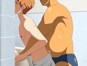 The 19year old virgin twink is retire from the cock of a 55 year old straight mature bear - hentai yaoi korean gay porn cum inside