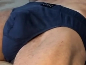 Writhing and Stretching in Bed in dark Briefs Unmentionables with 2 massage guns concentrating insusceptible to Pelvic and Groin area korean chub gay porn