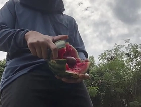 Worker cum with watermelon. japan gay cute porn