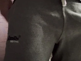 Mr Big Dick UK and his giant cock bound out of the famous grey gym sweatpants gay hot video porn