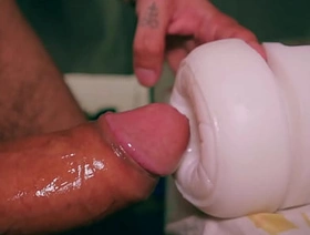 Closeup ASMR Beautiful Big Uncut Cock Fucking Fleshlight And Shooting A Big Cum Load gay porn sex japan