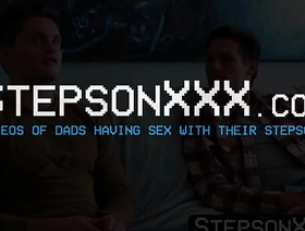 StepsonXXX.com - Jay Tee & Jax Thirio & Shae Reynolds - Brunette Shae Reynolds worships muscular stud Jax Thirios nice body and big cock hot gay jock porn