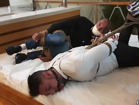 Peter with an increment of Victor secured up pile up on the bed ballgagged with an increment of gagged struggling undefined PREVIEW hot gay slave porn