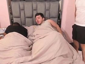 Fucking my lam out of here friend's boyfriend bareback while he sleeps and almost discovers us, fucked all over his own bed. massage asian gay porn