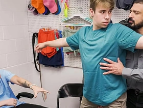 Security Officer Punishes the Perps in His Back Office for Stealing - Copfucks korean spy gay porn