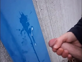 Outdoor masturbation! I Cum on wall in public - Wertert009 gay porn hot coupled with crestfallen