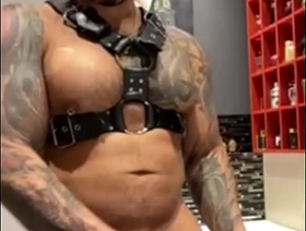 Big corporeality latino guy squeezing his BBC so hard on bathroom VIKTOR ROM hot merry inexact porn