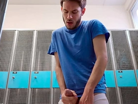 Locker room wank (RISKY!) gay porn hot daddy