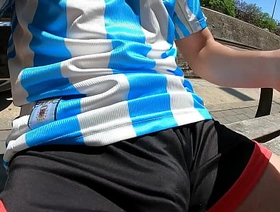 Jutting out pal moans with wonder in a public park jerking lacking in summer gay porn japan exfeed