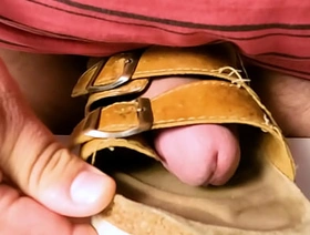 Fucking and cumming into old leather slippers gay porn hot fuck cum